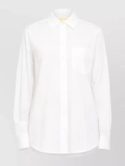 Michael Kors Poplin Shirt Long Sleeves Tailored Collar In White