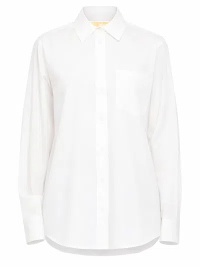 Michael Kors Poplin Shirt Long Sleeves Tailored Collar In White