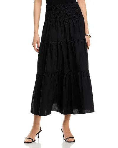 Michael Kors Poplin Smocked Maxi Skirt In Black