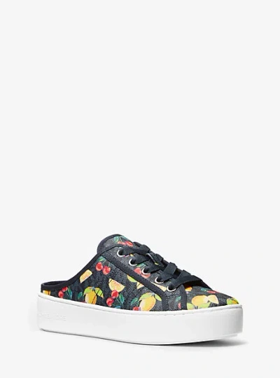 Michael Kors Poppy Fruit Print Logo Slip-on Sneaker In Blue