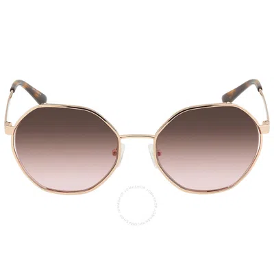 Michael Kors Porto Brown Pink Gradient Irregular Ladies Sunglasses Mk1072 110814 57 In Gold