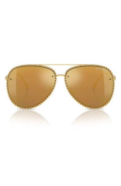 Michael Kors Portofino 59mm Pilot Sunglasses In Shiny Yellow Gold