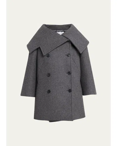 Michael Kors Portrait Wool Double-breasted Peacoat In Gray