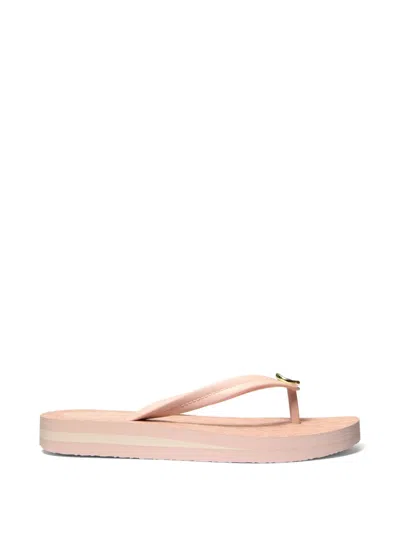 Michael Kors Posie Logo Hardware Flip Flops In Pink