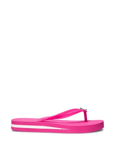 Michael Kors Posie Logo-plaque Flip-flops In Pink