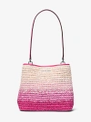 Michael Kors Pratt Medium Ombré Straw Shoulder Bag In Pink