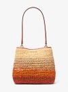 Michael Kors Pratt Medium Ombré Straw Shoulder Bag In Red