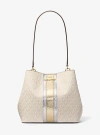 Michael Kors Pratt Medium Signature Logo And Metallic Shoulder Bag In Gold