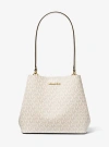 Michael Kors Pratt Medium Signature Logo Shoulder Bag In Natural