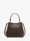 Michael Kors Pratt Small Signature Logo Shoulder Bag In Brown