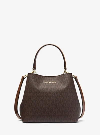Michael Kors Pratt Small Signature Logo Shoulder Bag In Brown