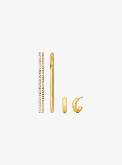 Michael Kors Precious Metal-plated Brass 3-piece Pavé Gift Set In Gold