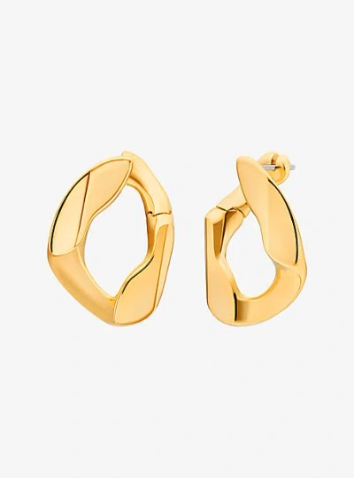 Michael Kors Precious Metal-plated Brass Curb Link Hoop Earrings In Gold