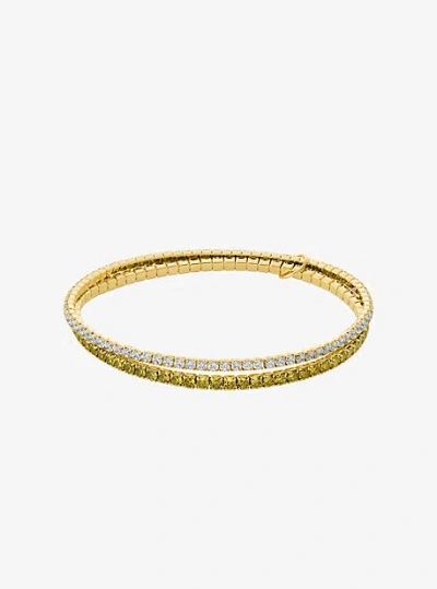 Michael Kors Precious Metal-plated Brass Double Wrap Stretch Tennis Bracelet In Gold