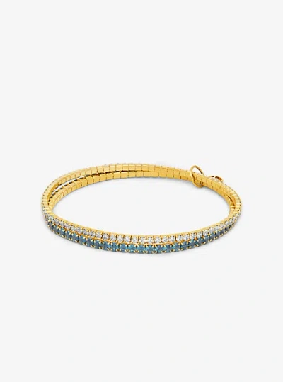 Michael Kors Precious Metal-plated Brass Double Wrap Tennis Bracelet In Blue