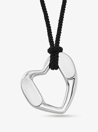 Michael Kors Precious Metal-plated Brass Heart Necklace In Black