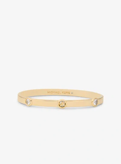 Michael Kors Precious Metal-plated Brass Logo Bangle In Gold
