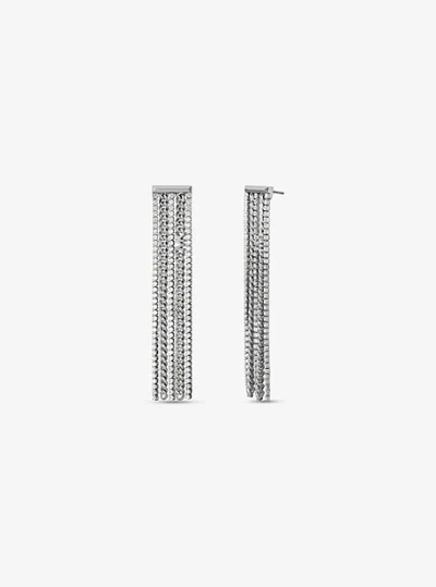 Michael Kors Precious Metal-plated Brass Pavé Chain Drop Earrings In Silver