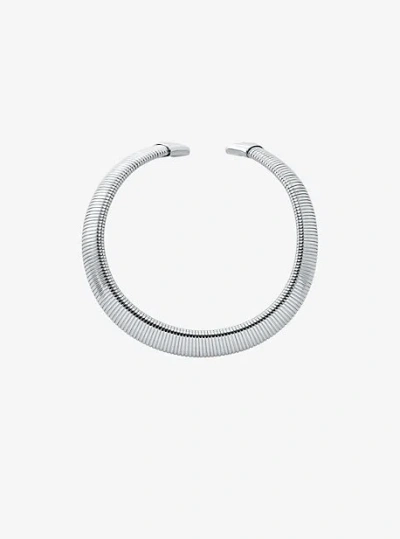Michael Kors Precious Metal-plated Brass Tubogas Collar Necklace In Silver