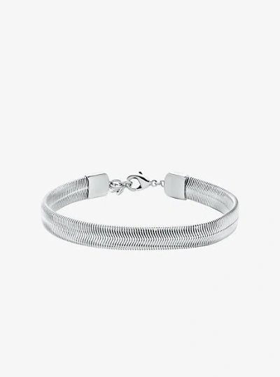 Michael Kors Precious Metal-plated Brass Tubogas Snake Chain Bracelet In Silver