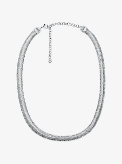 Michael Kors Precious Metal-plated Brass Tubogas Snake Chain Necklace In Silver