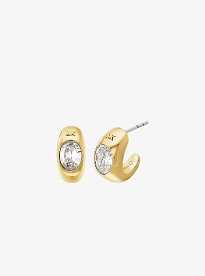 Michael Kors Precious Metal-plated Cubic Zirconia Huggie Hoop Earrings In Gold