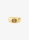 Michael Kors Precious Metal-plated Cubic Zirconia Signet Ring In Gold