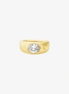 Michael Kors Precious Metal-plated Cubic Zirconia Signet Ring In Gold