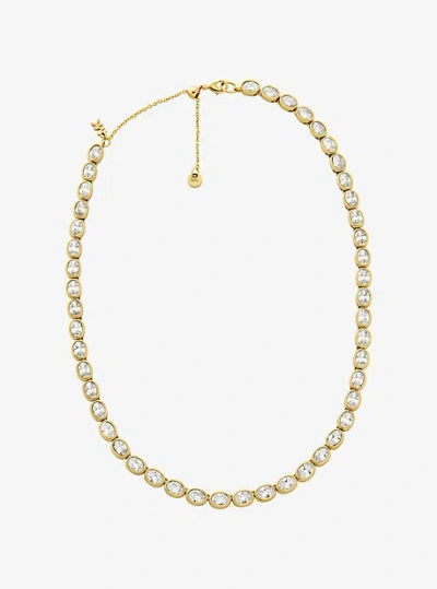 Michael Kors Precious Metal-plated Cubic Zirconia Tennis Necklace In Gold