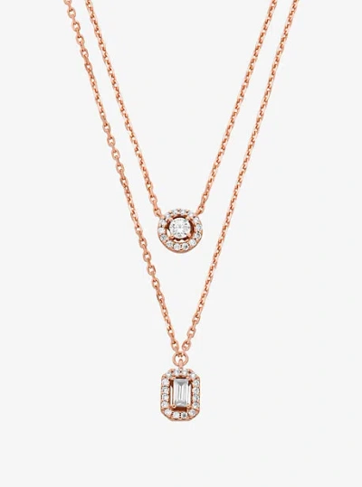 Michael Kors Precious Metal-plated Double Layered Necklace In Rose Gold