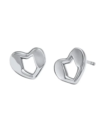Michael Kors Precious Metal-plated Heart Stud Earrings In Silver