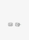 Michael Kors Precious Metal-plated Pavé Halo Stud Earrings In Silver