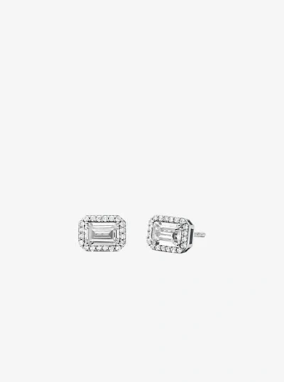 Michael Kors Precious Metal-plated Pavé Halo Stud Earrings In Silver