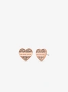 Michael Kors Rose Gold-tone Plated Pavé Heart Stud Earrings In Rose Gold