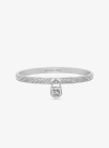 Michael Kors Pavé Logo Padlock Bangle In Silver