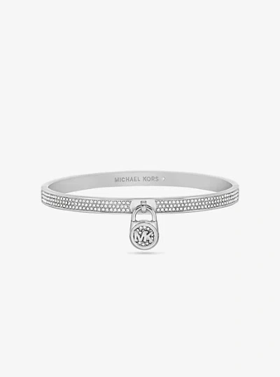 Michael Kors Pavé Logo Padlock Bangle In Silver