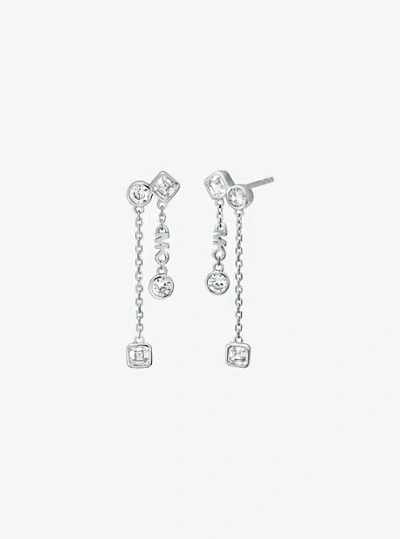 Michael Kors Precious Metal-plated Sterling Silver Bezel Drop Earrings In Metallic