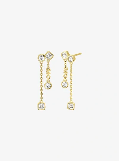 Michael Kors Precious Metal-plated Sterling Silver Bezel Drop Earrings In Gold