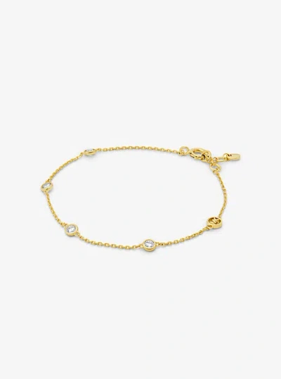 Michael Kors Precious Metal-plated Sterling Silver Cubic Zirconia Bracelet In Gold