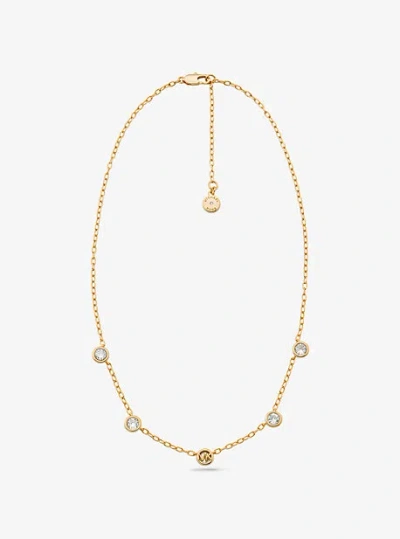 Michael Kors Precious Metal-plated Sterling Silver Cubic Zirconia Necklace In Gold