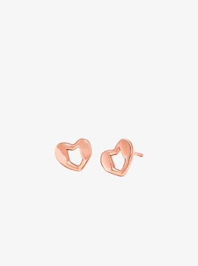 Michael Kors Precious Metal-plated Sterling Silver Heart Stud Earrings In Rose Gold