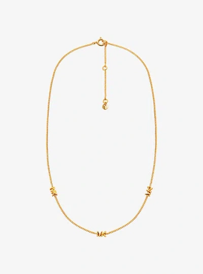 Michael Kors Precious Metal-plated Sterling Silver Logo Necklace In Gold