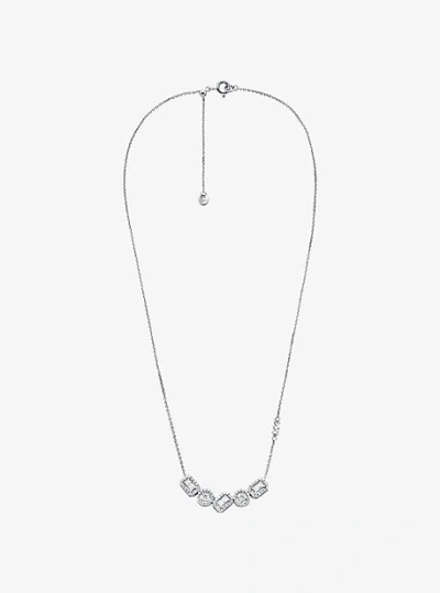Michael Kors Precious Metal-plated Sterling Silver Pavé Necklace In Metallic