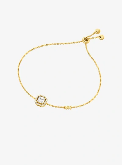 Michael Kors Precious Metal-plated Sterling Silver Pavé Slider Bracelet In Gold
