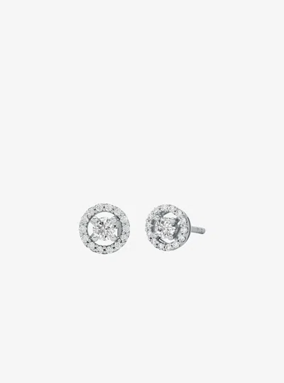 Michael Kors Precious Metal-plated Sterling Silver Pavé Halo Stud Earrings In White