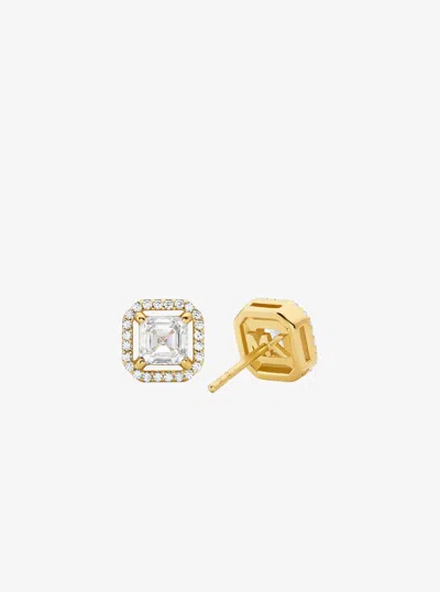 Michael Kors Precious Metal-plated Sterling Silver Pavé Stud Earrings In Neutral