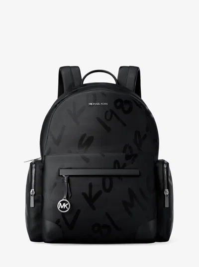 Michael Kors Prescott Large Printed Nylon Backpack In Black