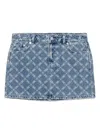 Michael Kors Empire Diamond Print Denim Skirt In Blue