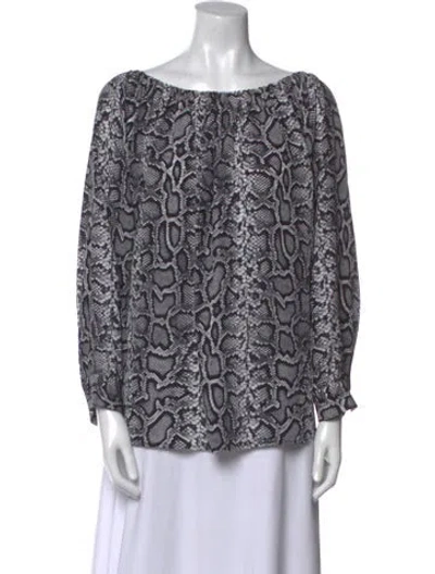 Pre-owned Michael Kors Printed Bateau Neckline Blouse In Multi