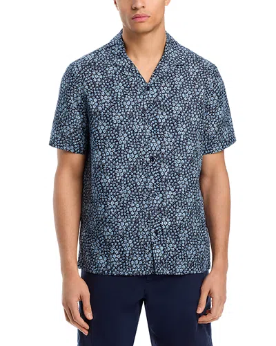Michael Kors Printed Camp Shirt In Chambray